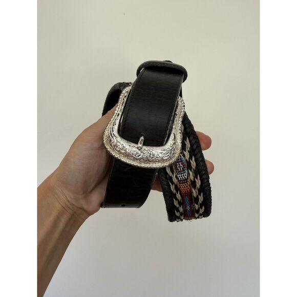 NOCONA black vintage horsehair native weave belt southewestern western cowboy main image 5